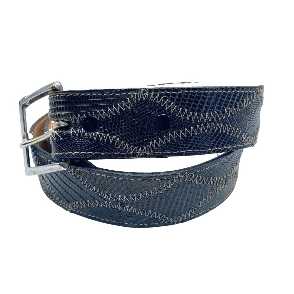 Dan Post Men's Genuine Lizard Western Black Belt with Buckle USA Size 32 Leather